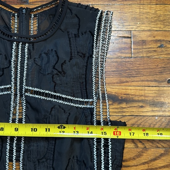 ALEXIS Rajani Black Sheer Details White Contrast Stitching Textured Mini Dress S - Picture 9 of 16